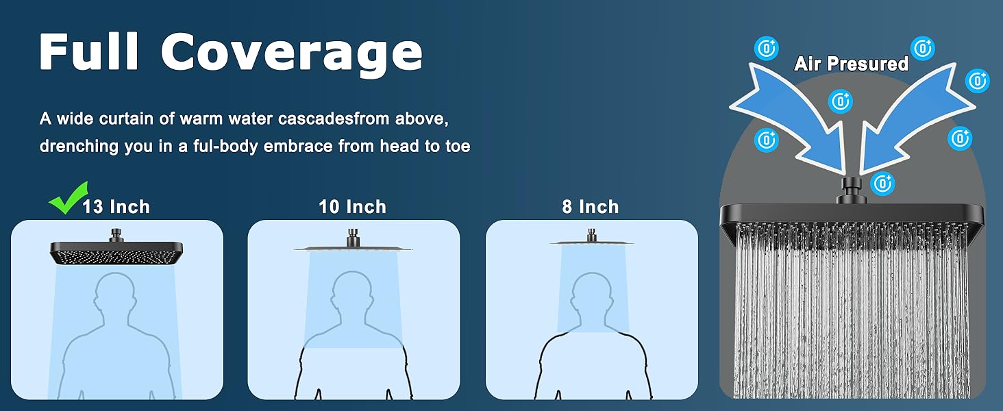 rainfall shower head with arm