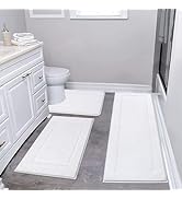 Pauwer 3 Piece Bath Mat Set Bathroom Rugs, Non Slip Plush Bathroom Mats, Absorbent Shaggy Bathroo...
