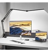 Toolour Desk Lamps for Home Office, Dimmable 24W Double Head Desk Lamp with Clamp, 5 Colors &amp; 10 ...