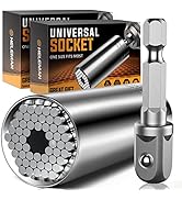 Super Universal Socket Tool Gifts for Men - 2 PACK Dad Gift Socket Set with Power Drill Adapter(7...