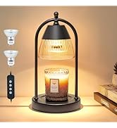 GyroVu Candle Warmer Lamp with Timer, 3-Level Dimmable Candle Lamps with Glass Shade, Electric Ca...