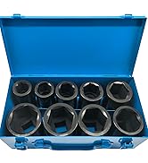 GOSWIFT 1 Inch Drive Deep Impact Socket Set, 9 Pieces Jumbo Impact Socket Sets, SAE 1" to 2", Chr...