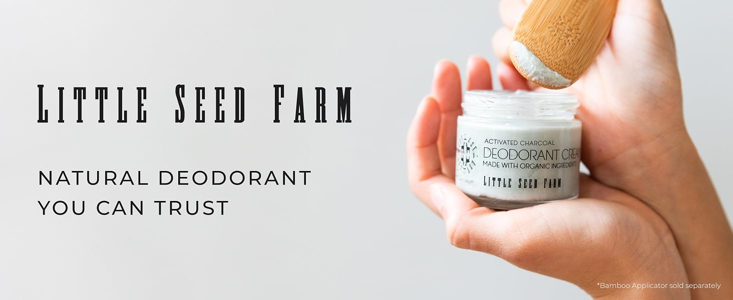 Hands holding a jar of Little Seed Farm Activated Charcoal Deodorant Cream