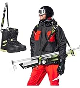 Hikeen Ski Carrier Straps, Poles and Boot Skis Straps with Adjustable Anti-Slip Shoulder Slings &amp;...