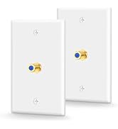 VCE Gold-Plated Coax Wall Plate UL-Listed 2-Pack, 1-Port 3GHz TV Cable Wall Plate F-Type Keystone...