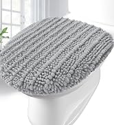 Arotive Soft Chenille Bathroom Toilet Lid Cover 17.5x15, Machine Washable Seat Covers, Stays in P...