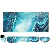 DINKY Keyboard Mouse Pad Set, Large Gaming Mousepad + Memory Foam Ergonomic Keyboard Wrist Rest S...