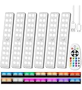 Under Cabinet Lighting Wireless with Remote, 48 LED Rechargeable Under Cabinet Lights , Kitchen C...