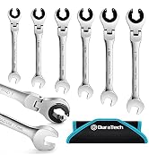 DURATECH 6-Piece Ratcheting Wrench Set with Open Flex-Head, Tubing Wrench | Metric, 10-17mm, 72-T...