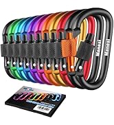 10 Pack Carabiner, 3 inch Aluminum D-Ring Locking Carabiner Clip, Snap Hook Sport Accessories for...