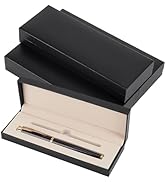 BENECREAT 4 Pcs Black Pen Gift Box, 6.8×2.5 Inch Plastic Pen Storage Box with Large and Small Gro...