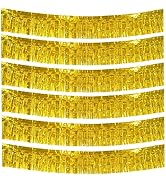 6 Packs 10 Feet Foil Fringe Garland Metallic Foil Tinsel Fringe Garland Wall Hanging Fringe Banne...