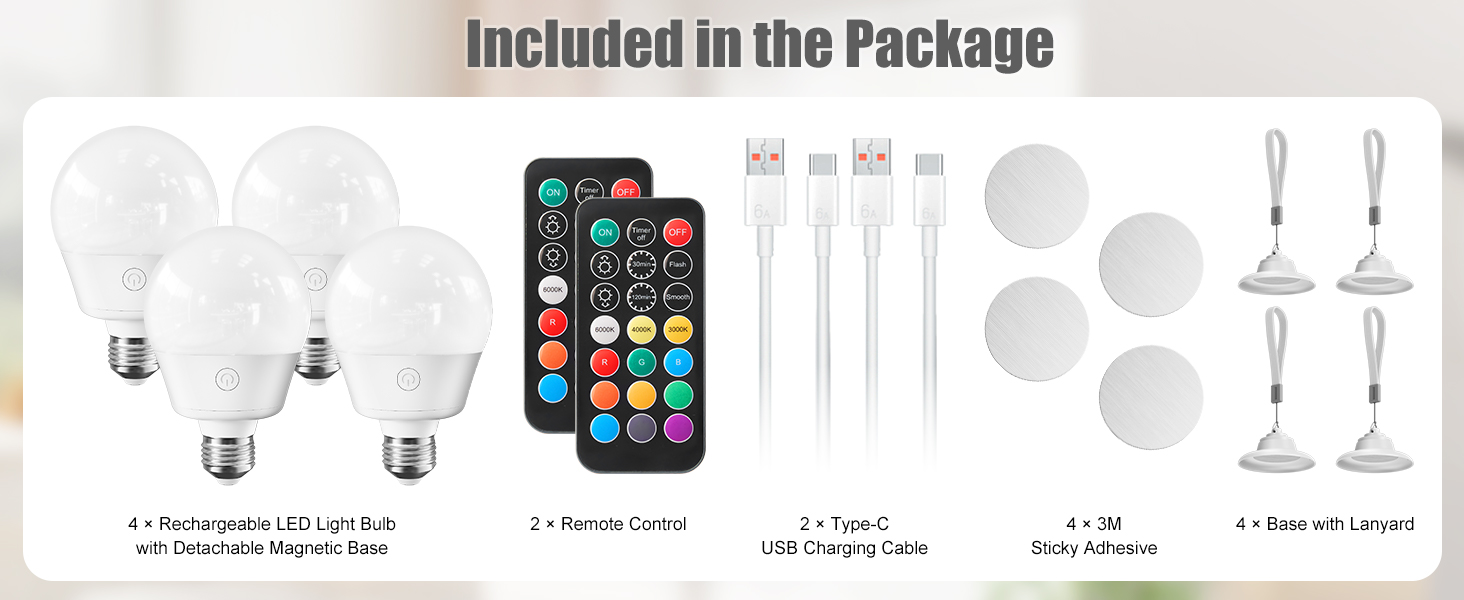 E26 Rechargeable Light Bulb with Remote