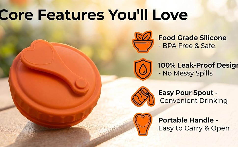 Silicone Soda Can Lids, Food Grade BPA Free, 100% Leak-Proof, Easy Pour Spout &amp;amp; Portable Handle