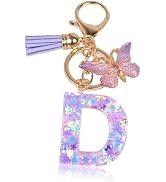 HaimiLiya Initial Letter Keychains for Women Girls, Cute Keychain Charm with Tassel Butterfly for...
