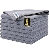 HOMERHYME Microfiber Cleaning Cloth, Premium 8 Pack Cleaning Towels, Lint-Free Streak-Free Ultra ...