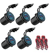 [5 Pack] Quick Charge 3.0 12V USB Outlet, Qidoe Waterproof QC3.0 Dual USB Power Outlet with Touch...