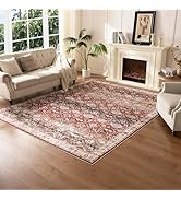 Lamohome 5X8 Area Rug,Washable Vintage Low Pile Rug for Living Room,Non-Slip Rug for Home Decor, ...