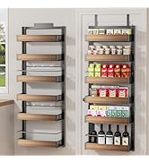 POKIPO 6 Tier Over The Door Pantry Organizer, 2-in-1 Door Hanging or Wall Mounted Spice Rack, Lar...