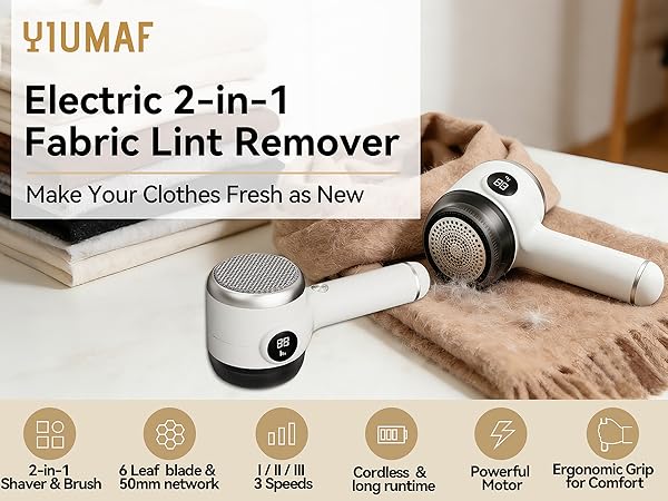 Cordless Rechargeable 2-in-1 Fabric Shaver