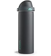 Insulated Water Bottle with Straw - Encool Stainless Steel Water Bottle with Push Button Lid, Lea...