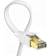 Orbram Cat 8 Ethernet Cable 15 ft White, Nylon Braided High Speed Heavy Duty Network LAN Patch Co...