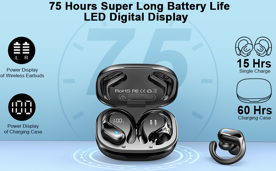 sports earbud Black earbud wireless earbud with earhooks wireless earbud with microphone 