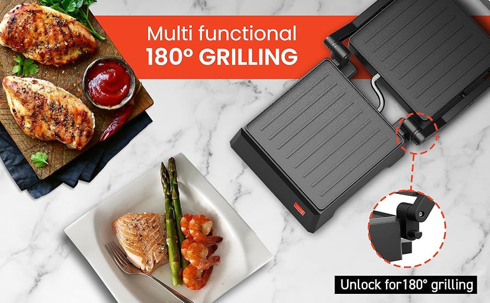 Elite Gourmet EPN160 multi functional 180 degree grilling