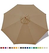 MASTERCANOPY Patio Umbrella 9 ft Replacement Canopy for 8 Ribs-Khaki