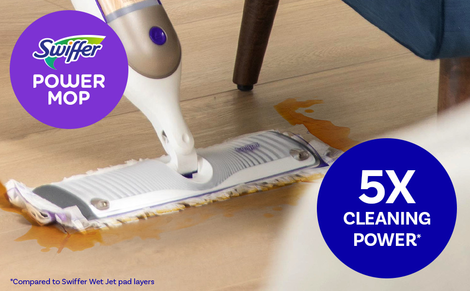 PowerMop has 5 times the cleaning power of a regular mop and bucket