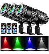 Led Pinspot Light 3 Pack, Czgor Disco Ball Spotlight 15W RGBW 4 in 1 Mirror Ball Lights with Remo...