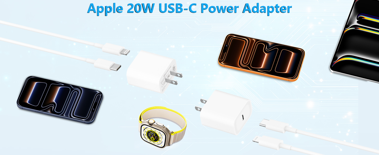 MFi Certified 2Pack 20W USB C Power Adapter Type C Wall Charger Block iPhone Charger Fast Charging