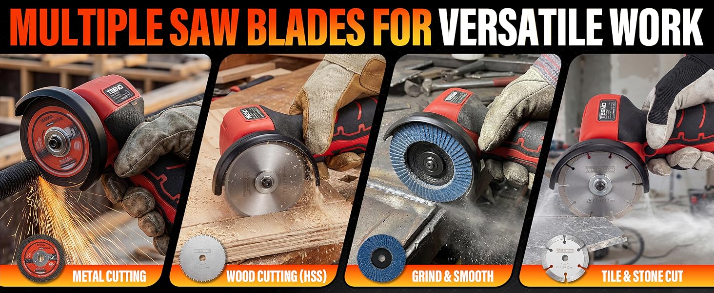 TEENO Cordless Angle Grinder