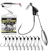 Dovesun Weighted Swimbait Hooks Underspin Weighted Fishing Hooks Weedless Worm Bass Fishing Hooks...