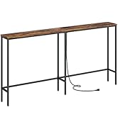 Masupu 63 Inch Console Table with Power Outlet,Modern Narrow Long Sofa Table Behind Couch,Skinny ...
