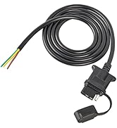 Oyviny Vehicle-Side 4-Pin Flat Trailer Wiring Harness 5 Feet Heavy Duty 4 Pin Female Trailer Conn...