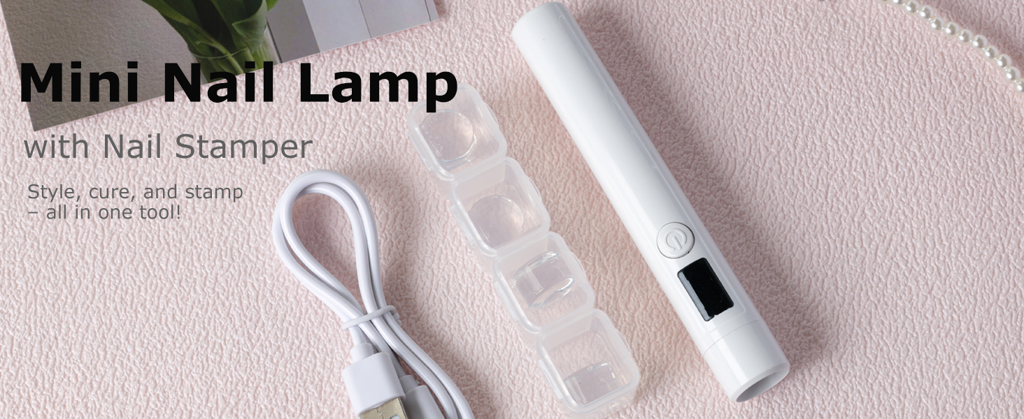2-in-1 mini nail lamp with stamper portable nail flashlight for French tips and nail art stamping