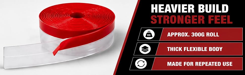 heavier build stronger feel approx. 300g roll thick flexible body made for repeated use