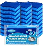 HOMEXCEL Sponges Kitchen 24pcs Heavy Duty for Dishes, Blue Scrub Cleaning Sponge for Non-Coated C...