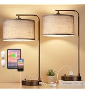 Innqoo Bedside Table Lamps for Bedroom Set of 2-Dimmable Nightstand Lamps with USB Port and Outle...