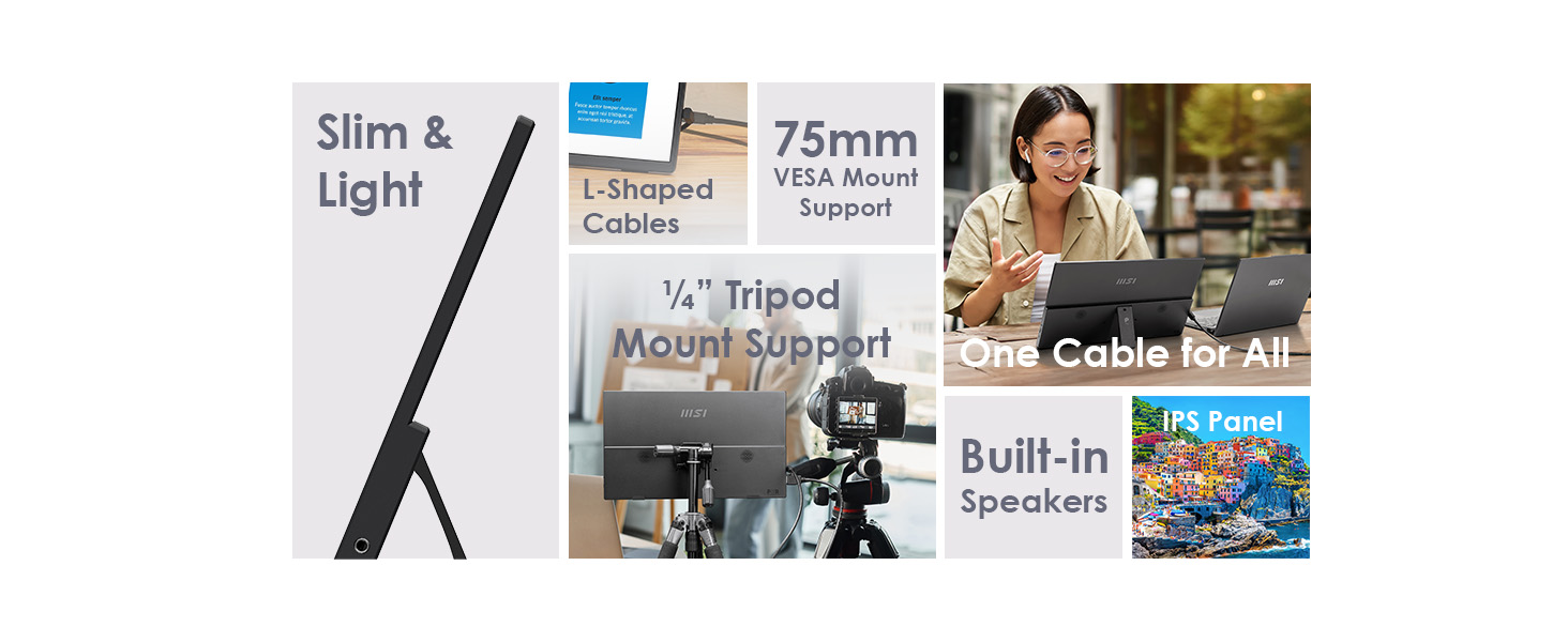 Slim and Light; L-Shaped Cables; 1/4&amp;#34; Tripod Mount Support