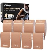 CKeep 4 Rolls Kinesiology Tape, Original Cotton Elastic Athletic Tape, 20 Precut 10" Strips Each,...