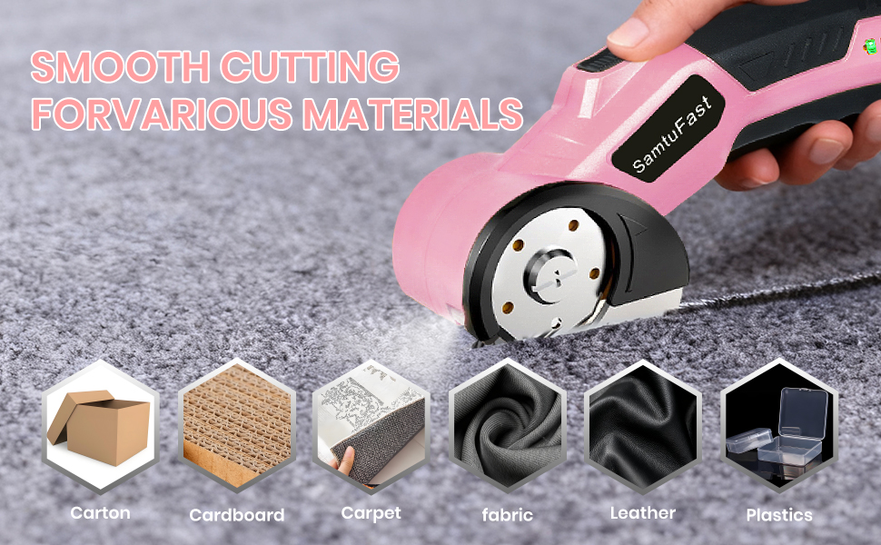 Cuts felt smoothly and handles materials like cardboard, fabric, leather, and plastic with ease.