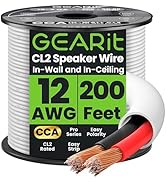GEARit 14/2 Speaker Wire (200 Feet) 14 Gauge (Copper Clad Aluminum) - Fire Safety in Wall Rated A...