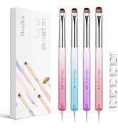 MelodySusie 4Pcs Dual-Ended French Nail Brush and Dotting Pen Set, Size #10#12#14#16 with Brush H...