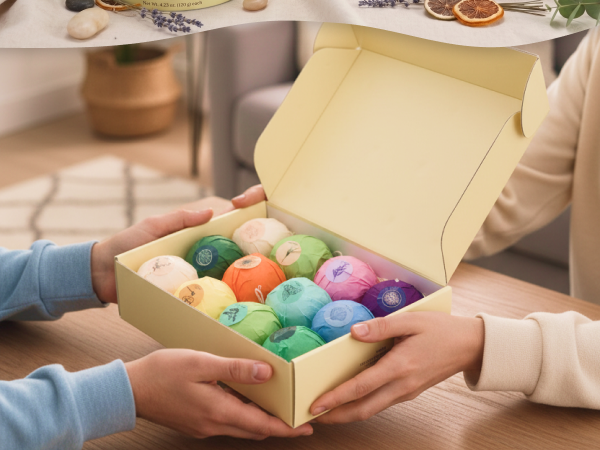 bath bombs for valentines day gift box for her self care, luxury spa gift set, gift box for partner