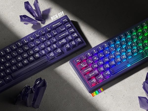 Womier Keyboard Keycaps Jelly, Purple Cute Keycaps, Transparent Clear Custom Key Cap