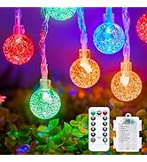Minetom Crystal Globe String Lights Battery Operated - 17 ft 30 LED Globe Fairy Lights with Remot...