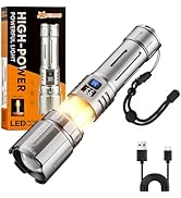 Yemao High Lumens Flashlights Rechargeable with 8 Modes,Tactical Flashlights with Warm Camping La...