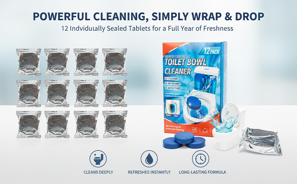 12-piece toilet cleaning tablets: Clean immediately after application; no need to scrub
